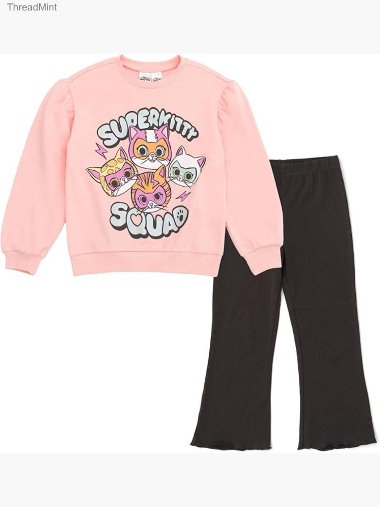 Girls Fleece Pullover Sweatshirt & Flare Leggings Set Toddler-Big Kid